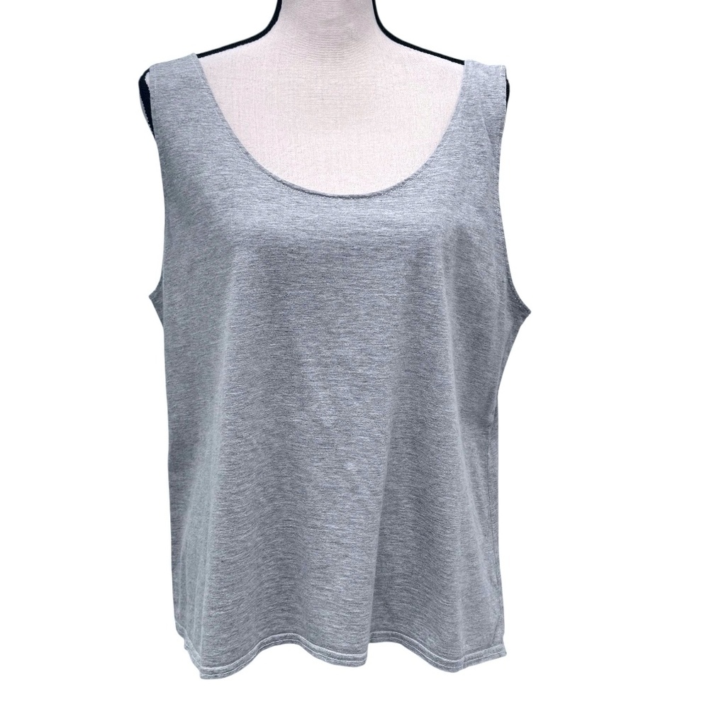 CP SHADES GRAY COTTON SCOOP NECK LOOSE FIT BOXY TANK TOP
